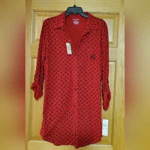 NWT Size L Lauren by Ralph Lauren Red & Black Sleepshirt